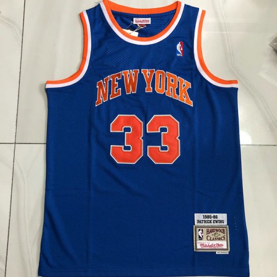 Maillot de Basket #33 Ewing Knicks 1985-86 M&N authentique Bleu